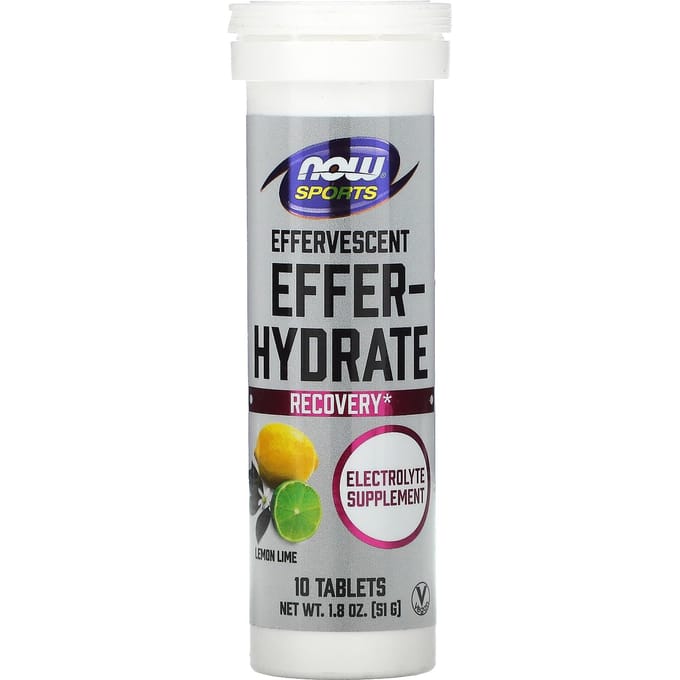 Now Foods Effer-Hydrate (10 serv) Lemon Lime - Intra- & Post-Workout - voor na de training