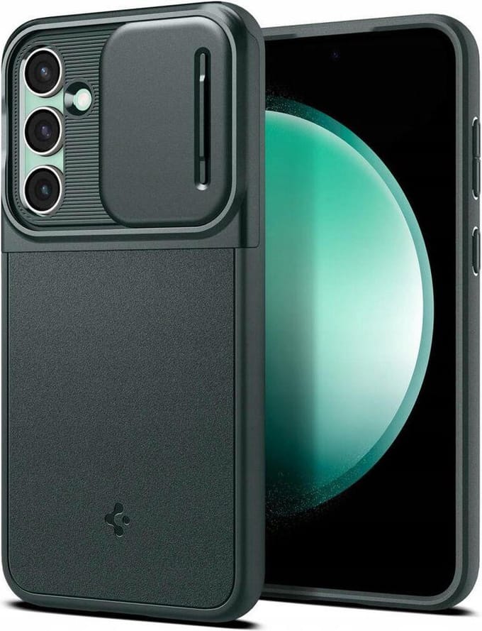 Spigen Optik Armor Hoesje Geschikt voor Samsung Galaxy S23 FE Camera Slider Groen