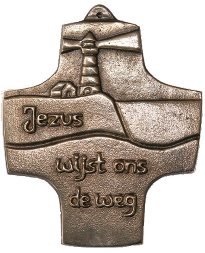 Kruis brons Jezus wijst weg
