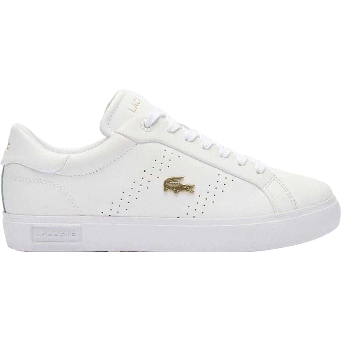 Lacoste Dames/Dames Powercourt 2.0 Leren Trainers (Wit/Goud)