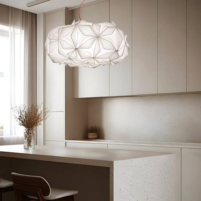Slamp Hanglamp C'EST LA VIE, wit/transparante kabel, Ø 53 cm