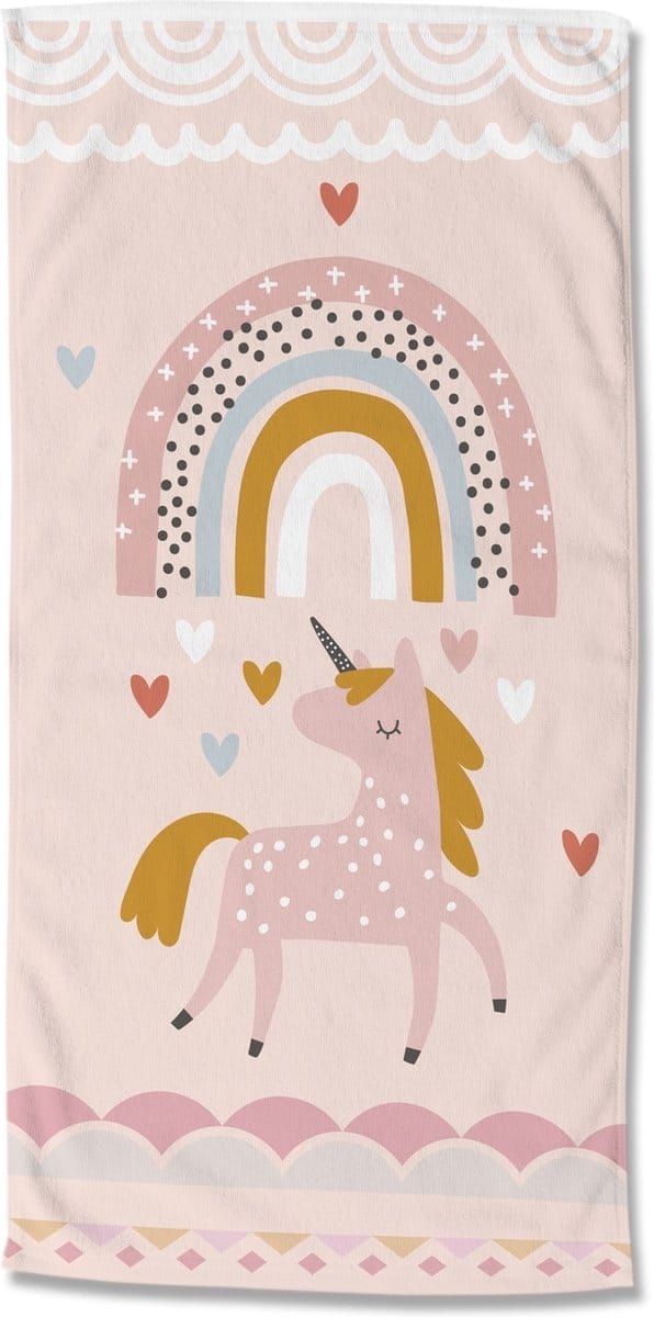 Good Morning Kinderstrandlaken "eenhoorn en regenboog" - Multi - (75x150 cm) - Microfiber