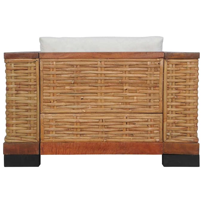 vidaXL - Fauteuil - met - kussens - natuurlijk - rattan - bruin