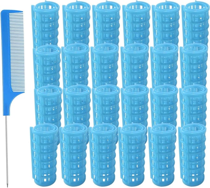 Haarrollers Set - Krulspelden - Zonder Hitte Krullen - Zelfklevend - 24 Stuks - Lichtblauw