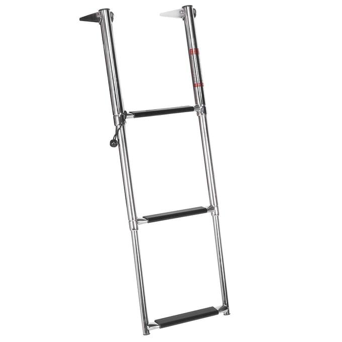Échelle de pont à 3 marches Télescopique Pliante Plateforme d'embarquement Escalier Rampe de bateau en acier inoxydable 304 gray