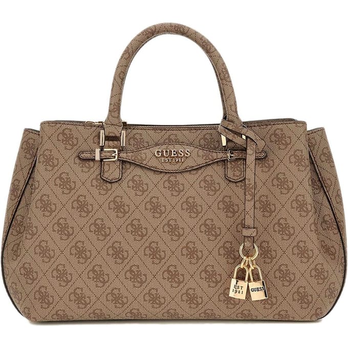 GUESS Handtas Schoudertas Katya Girlfriend Satchel Latte Logo Lichtbruin