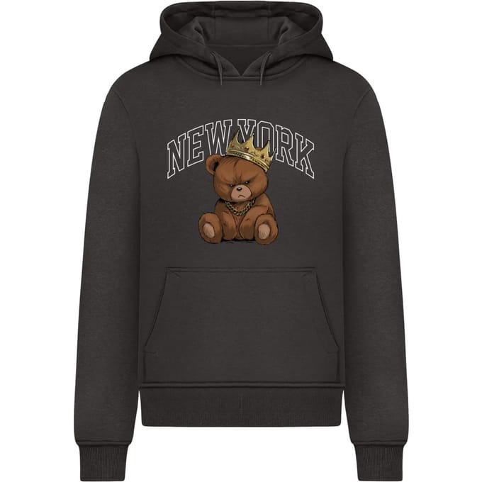 Mister Tee - NY Crowned Bear Hoodie/trui - M - Zwart