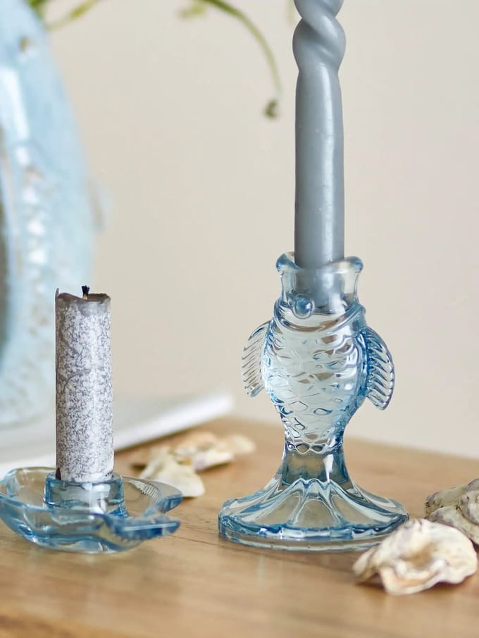 Bloomingville Kandelaar glas blauw Linley set van 2