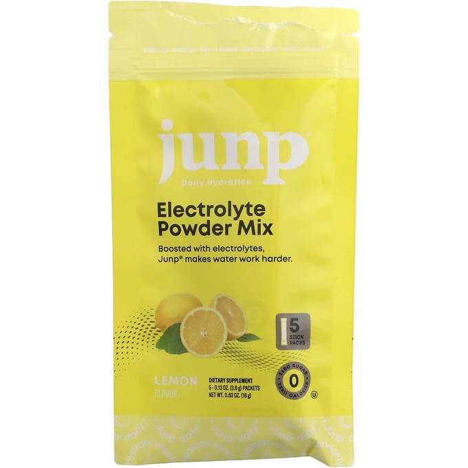 JUNP Hydratatie, Elektrolyten Poedermix, Citroen, 5 Stick Packs, 3.6g (0,13 oz) Elk