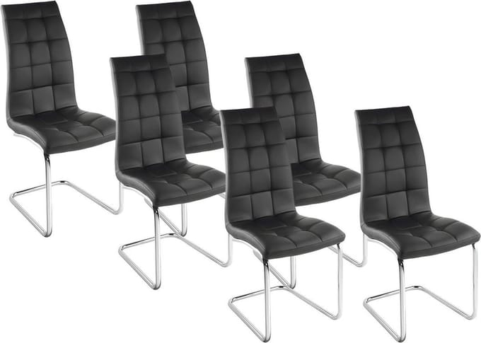 Vente-unique Set van 6 stoelen NADYA - Kunstleer - Zwart