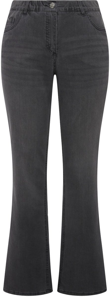 Ulla Popken - Dames - Jeans Marie bootcut comfortabele tailleband 5-pocketmodel - Lichtgrijs denim - Maat 24