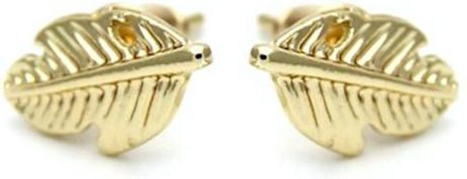 Sieraden - Oorbellen - Knopjes - Veer - Goudkleurig