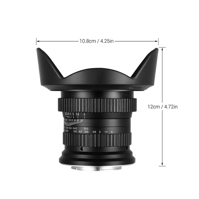 15 mm f4.0 macrolens 120 graden groothoek voor volledig frame/APSC compatibel met Nikon black