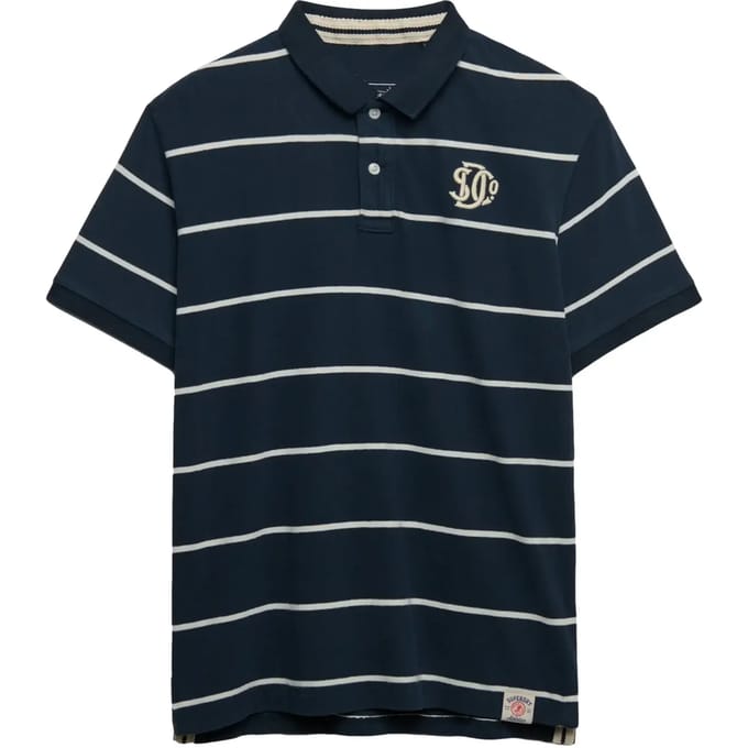 Superdry Vintage Stripe Korte Mouw Poloshirt Blauw M Man