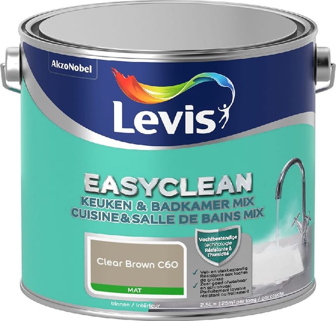 Levis - Easyclean Keuken & Badkamer Mix - Clear Brown C60 - Mengverf - 2,5 L