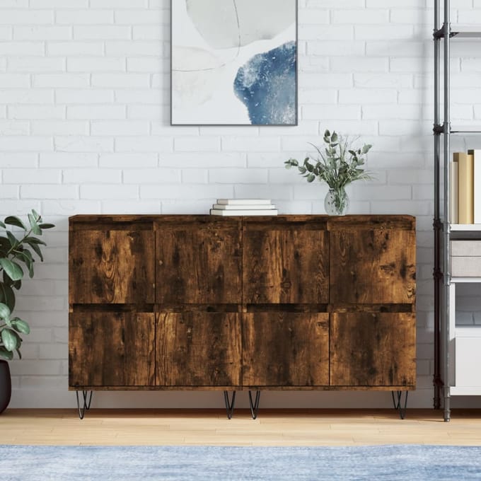 vidaXL Dressoirs 2 st bewerkt hout gerookt eikenkleurig