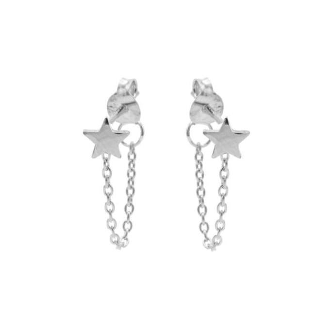 Karma oorbel Chain Star Zilver-M1855