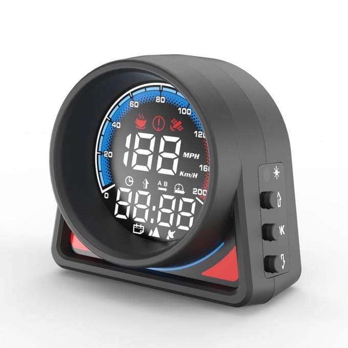 Multifunctionele auto head-up display GPS digitale snelheidsmeter KMHMPH met LED-display overtoerentalalarm zwart