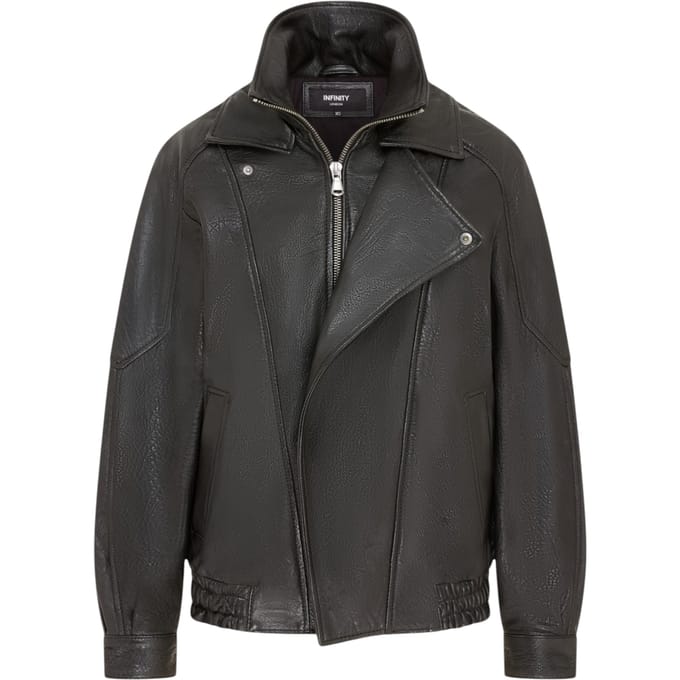 Dames zwarte lamsleren Biker Blouson Oversized Jas - Grote Bomber
