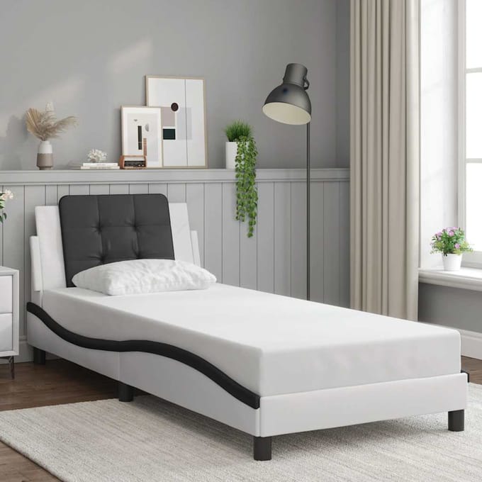 vidaXL - Bedframe - zonder - matras - "Zadar" - kunstleer - zwart - en - wit - 100x200 - cm