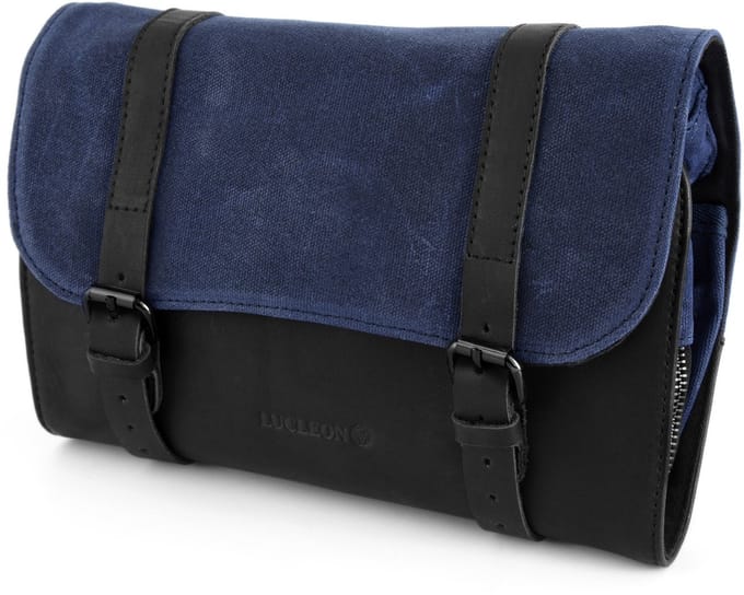 Marineblauwe Grover Waxed Canvas Uitroltoilettas