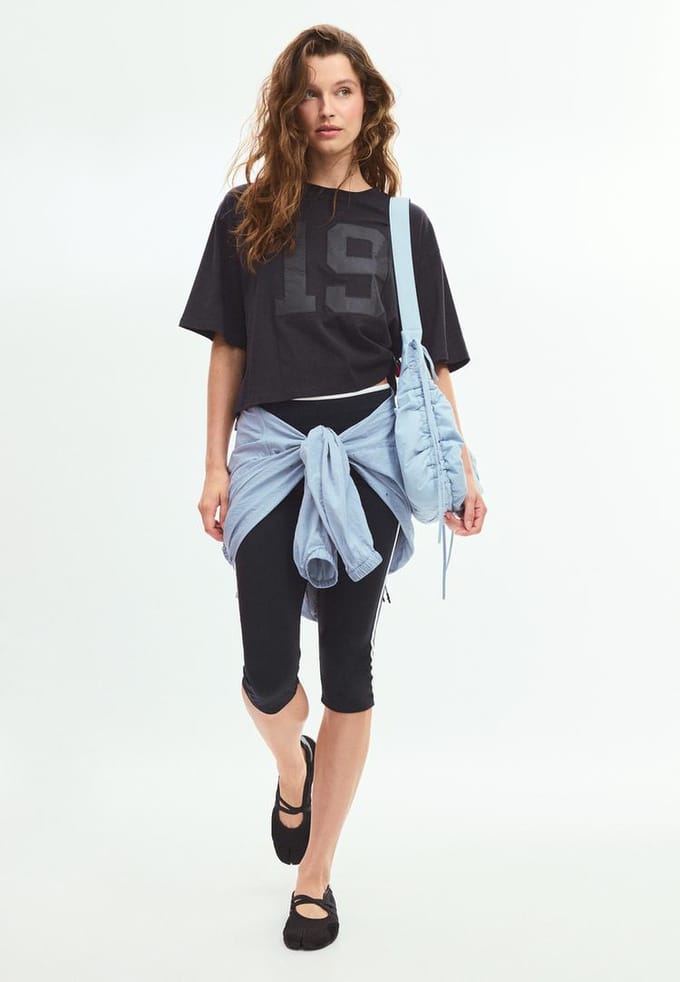 Stradivarius Geborduurd T-shirt  Zwart S