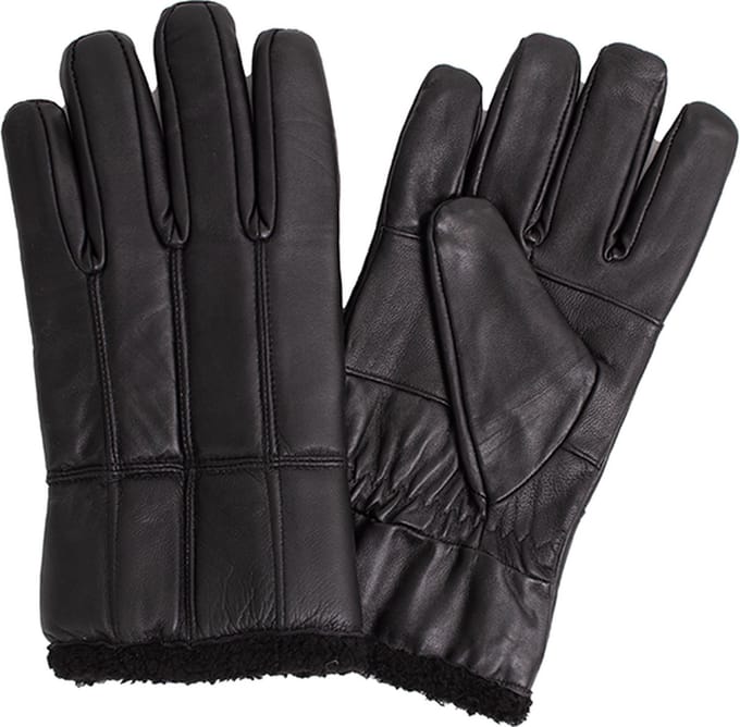 Leren handschoenen - Warme handschoenen met voering - Zwart - maat M/L