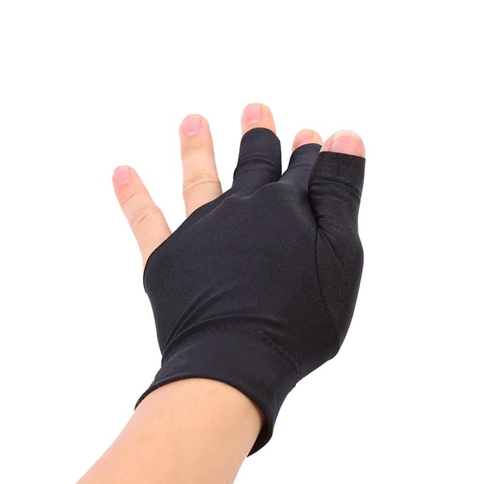 Snooker Biljart Keu Poolhandschoenen Linkerhand Open Drie Vingers Spandex Handschoen black