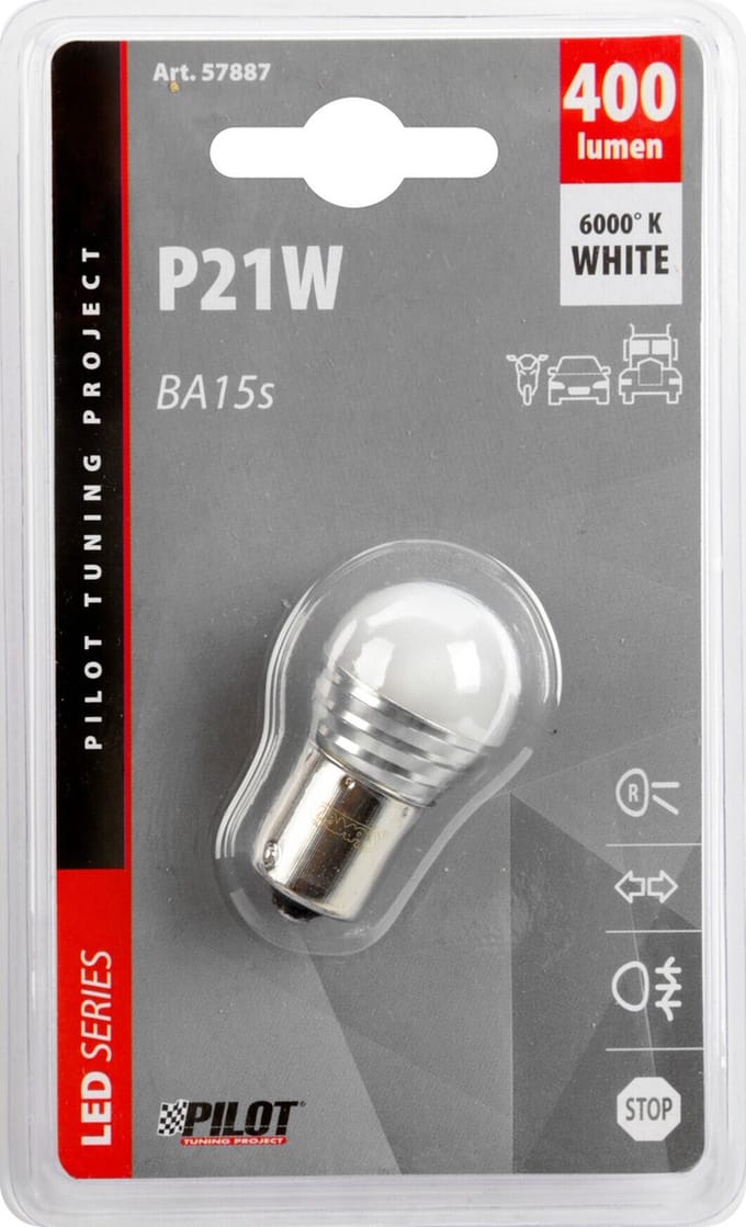 10/30V Led serie - 1 SMD x 9 chips - P21W - BA15s