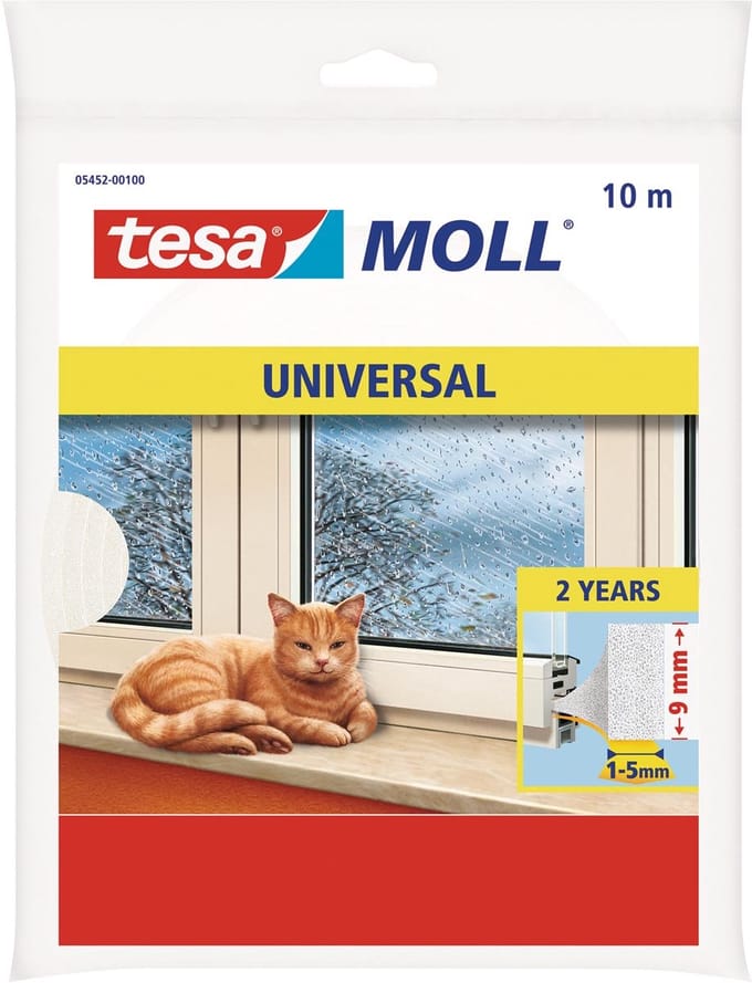 tesa 05452-00100-01 Afdichtingstape tesamoll Universal Wit (l x b) 10 m x 9 mm 1 stuk(s)