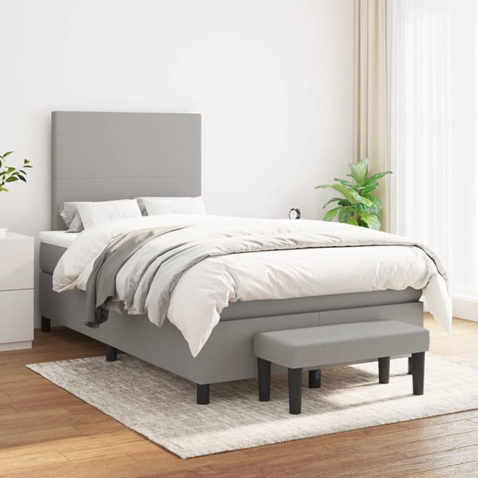vidaXL - Boxspring - met - matras - stof - lichtgrijs - 120x200 - cm