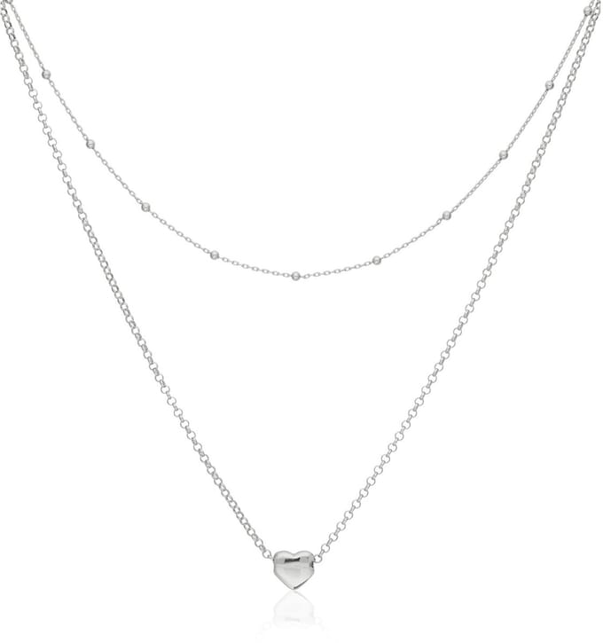 Glow 102.2341.45 Dames Ketting Dubbel met Hartje 45 cm Zilver