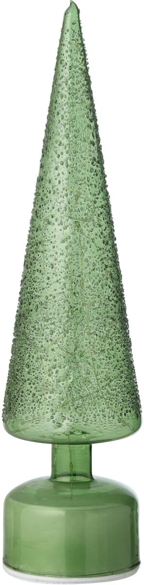 J-Line decoratie kerstboom Draaiend - glas - wit/transparant - large - LED lichtjes