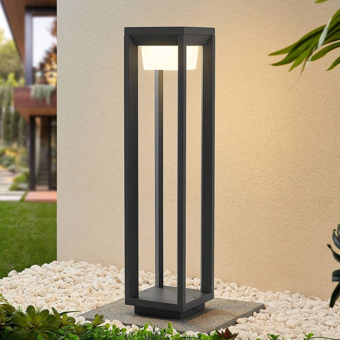 Prios LED tuinpadverlichting Gamion, 60 cm, antraciet, metaal, IP54