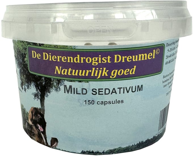 Dierendrogist Mild Sedativum Capsules - Kalmerend Supplement Honden - 150 Stuks