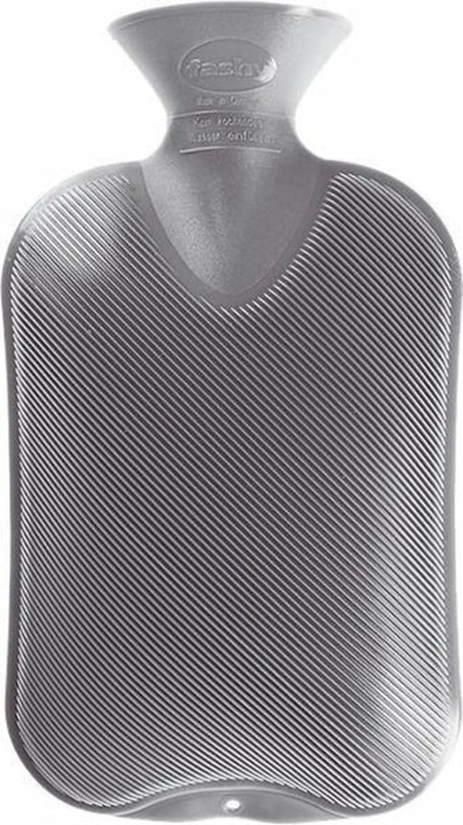 Fashy warm water kruik - dubbelzijdig geribbeld - grijs - 2 liter