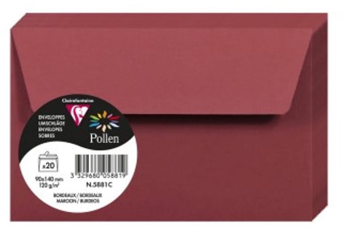 Stuifmeel van Clairefontaine enveloppe 90x140 mm, bordeaux