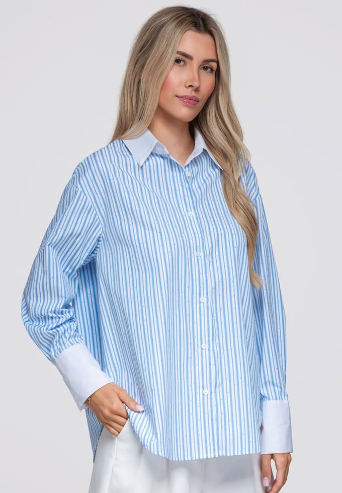 OMBRE Overhemd - Regular Fit - Katoen - Lange Mouw Blauw ONESIZE