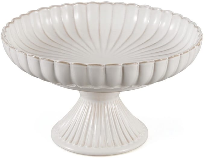 Bloomy – serveerschaal op voet – groot – bloemvormig porselein – wit – Ø28 cm, h16 cm
