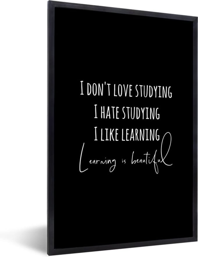 Fotolijst incl. Poster - Quote - Leren - Studeren - 20x30 cm - Posterlijst