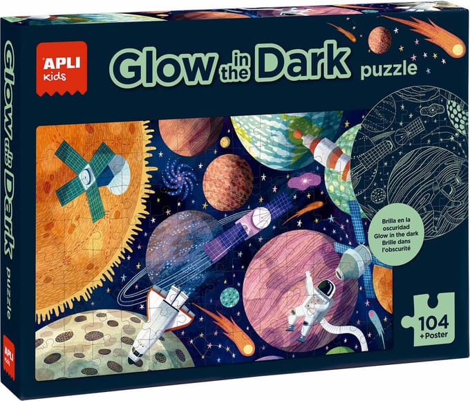 Glow-in-the-dark puzzel - Zonnestelsel, 104 stukjes