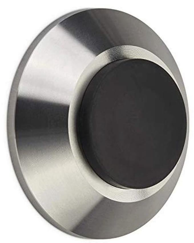 Moderne deurstopper van massief roestvrij staal Ø 60 mm met rubberen buffer