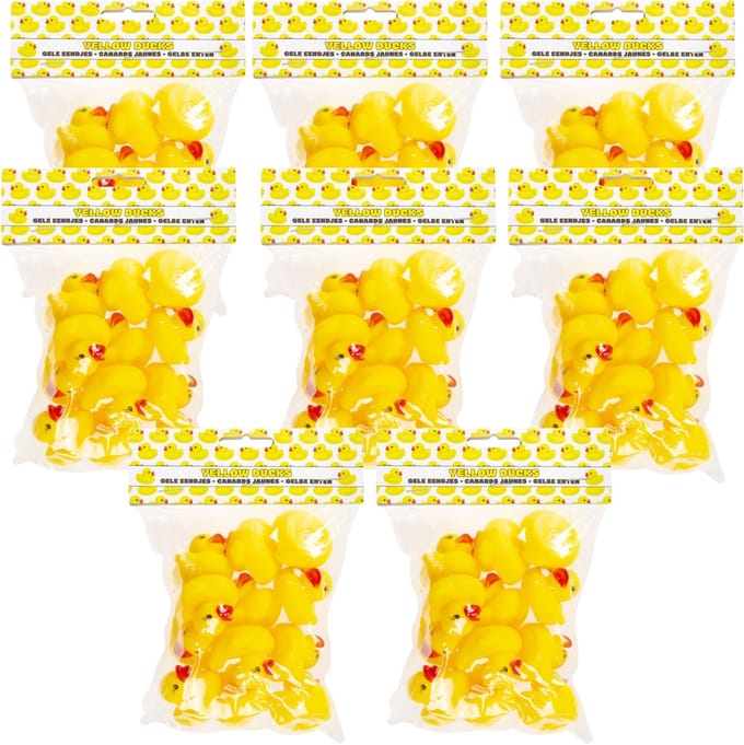 Duckiez Badeendjes - 96x stuks - geel - mini formaat - 3 cm - badspeeltje