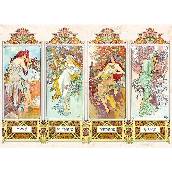 Peinture diamant thème Mucha, broderie complète 5D, point de croix, à faire soi-même 20X30CM beige