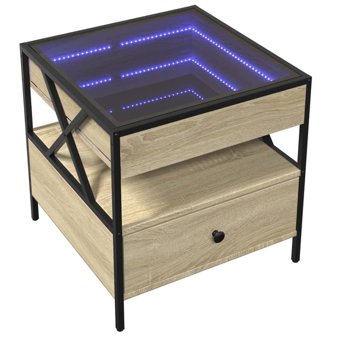 vidaXL - Salontafel - met - Infinity - LED - 50x50x51 - cm - sonoma - eikenkleurig