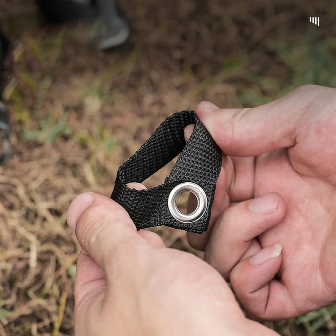 Boucle de fixation de poteau d'auvent extérieur, 8 pièces, support pour mât de pêche de Camping, accessoires d'auvent de tente, sangle noir