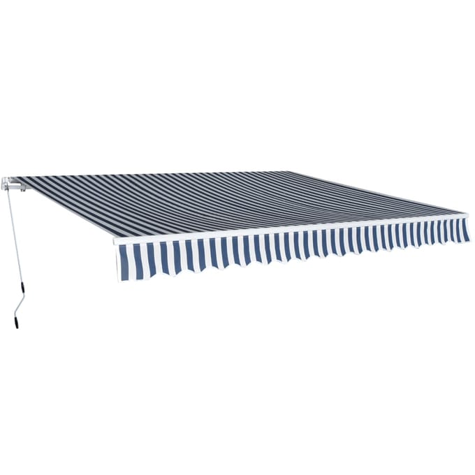 vidaXL - Luifel - handmatig - uittrekbaar - 400 - cm - blauw/wit