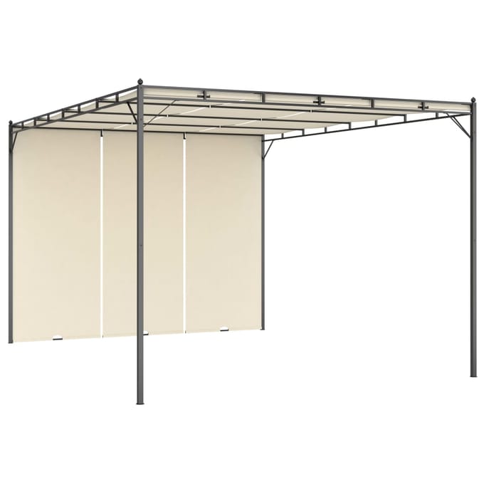 vidaXL - Tuinprieel - met - zijgordijn - 4x3x2,25 - m - crème