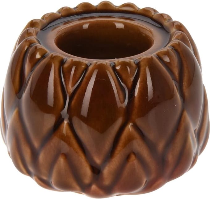Artisjok theelichthouder 8cm bruin
