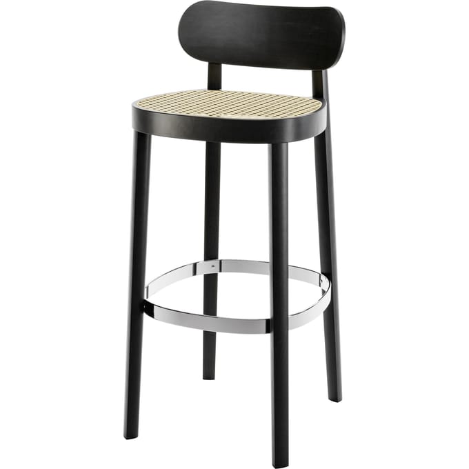 Thonet 118 H / HT Barkruk - Beuken zwart gebeitst - H 84 cm